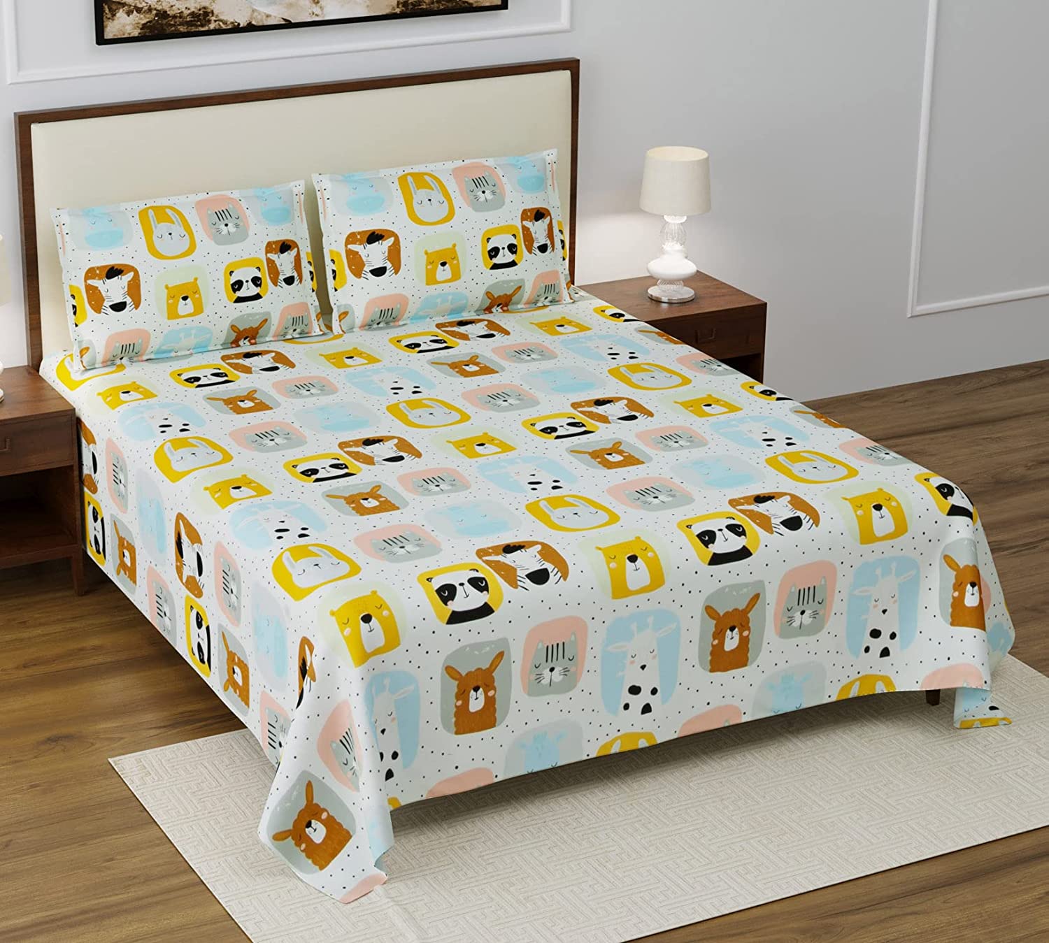 Kids Bedsheet (Cat, Panda Print)