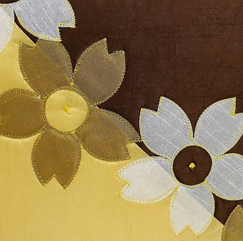 BUNIO Set of 5 Designer Silk Embroidery Flower Cushion Covers – 16 x 16 inches – Brown